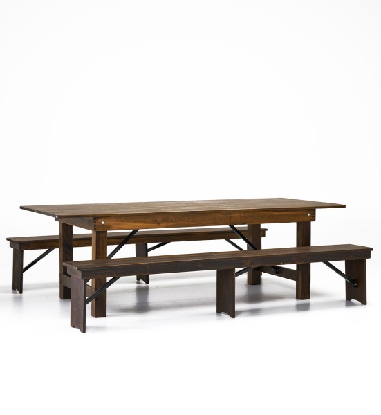 Farmhouse Table Benches Quarter Front Web